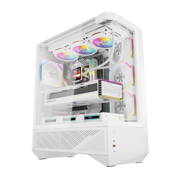 DarkFlash DY460 számítógépház (fehér) + 4 ARGB ventilátorok (DY460 WHITE + 4 FANS)